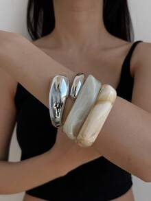 1PC European And American Style New Asymmetrical Acrylic Minimalist Exquisite Women's Luxury Niche Design High-End Exaggerated Fashion Boutique Bangle For Graduation Wedding Birthday Party Gathering Mother's Day Valentine's Day Christmas New Year Daily Wear - Bracelet - View 5