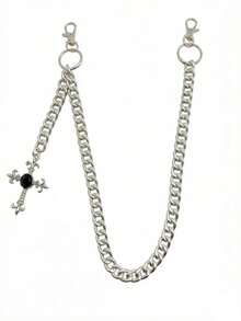 多元素交叉裤链，带龙虾扣吊坠的腰链，钱包链，复古链，双层链，嘻哈朋克风，牛仔裤链，口袋链，男士钥匙链 - 彩色 - 查看 5