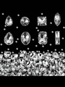 240 piezas de cristal de Rhinestone de gemas de formas mixtas, Rhinestones de garra plana transparente para joyería, ropa, zapatos y disfraces - transparente - Ver 11
