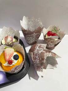 50/100/150/200 chiếc giấy lót bánh cupcake hình hoa tulip, cốc nướng viền ren, thích hợp cho đám cưới, tiệc cô dâu, kỷ niệm, Giáng sinh, sinh nhật, Ngày Valentine, Ngày của Mẹ. - Xem 8