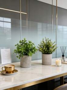 Doraeyun 2株仿真绿植，塑料装饰植物，适用于家居、办公室、书桌、农舍、入口装饰，是生日、毕业典礼、婚礼、母亲节、植树节、节日派对的理想之选 - 綠色 - 查看 4