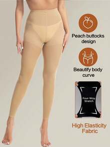 2条女士运动压缩紧身裤，7/8长度半透明塑身裤，提供塑形效果，提臀，瘦腿，收紧腰线。 - 彩色 - 查看 5