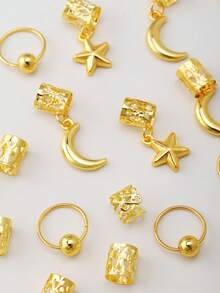 金色星月发圈套装 30 件套 脏辫发圈 编发配件 - 金色 - 查看 5