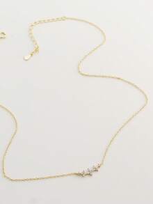 1 chiếc dây chuyền bạc S925 hình hoa cười và cỏ bốn lá đính đá Cubic Zirconia, kiểu dáng tối giản, món quà đa năng dành cho bạn bè, bạn gái, hoặc đeo hàng ngày. - dây chuyền cỏ bốn lá - Xem 4