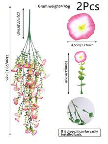 1/2/4pcs Artificial Eucalyptus Silk Flower Vine, UV-Resistant Greenery For Outdoor Hanging, Suitable For Anniversary, Graduation, Wedding, Party, Home, Office, Porch, Garden, Wall Decor In Spring & Summer - Pink-eucalyptus Morning Glory - View 13