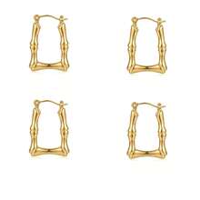 304 Stainless Steel Simple U-Shaped Bamboo Knot Design Earrings, Fashionable & Unique, Durable & Fade-Resistant, Suitable For Women - Gold - View 14