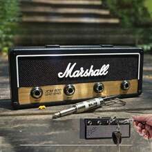 Wall Mounted Guitar Key Hanger, Guitar Keychain Box, Including 4 Guitar Plug Keychains And 1 Wall Mounted Kit, Suitable For Guitar Enthusiasts' Home Keyhooks - Đế móc khóa màu đen + bốn phích cắm - Xem 2