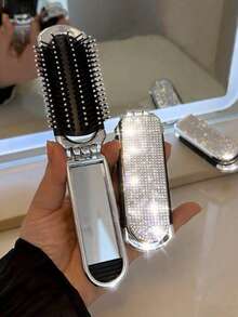 1pc Sparkling Rhinestone Folding Comb,Makeup Comb, Massage Comb, Luxury Mini Hair Brush With Mirror,Women's Hair Styling Compact, Portable Pocket Comb,Hair Products And Accessories For Barber Salon Beauty Travel Essentials,Perfect Gift For Family, Friends, Loved Ones,Ideal Birthday Gifts, Holiday Gifts, Party Gifts, Mother's Day Gifts,Wedding Gifts, Back-To-School Gifts - Multicolor - View 1