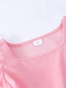 女童公主裙套装，儿童夏季花瓣袖蝴蝶结装饰连衣裙，婴儿派对假日连衣裙带包，夏季 - 粉色 - 查看 4