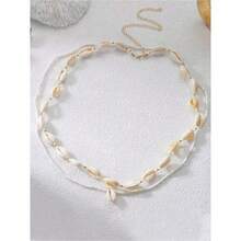 3pcs Multilayer Bohemian Beach Style Pearl Starfish Beaded Waist Chain Beach Body Jewelry Chain For Women - 彩色 - 查看 6