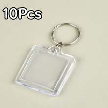 10pcs Acrylic Photo Frame Keychain, Large Photo Insert Keyring Pendant Rectangle, For Double-Sided Photo DIY Ornament Frame - Multicolor - View 17