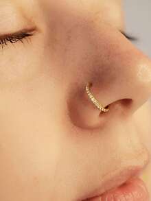 1 chiếc khuyên mũi bằng hợp kim titan G23 đính đá Cubic Zirconia, cỡ 16G, có các kích thước đường kính 6mm/8mm/10mm/12mm, phù hợp cho nữ giới khi xỏ mũi, dái tai, sụn tai, vành tai, xoắn tai. - Vàng - Xem 4