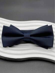1 pieza Corbata de moño texturizada azul marino para hombre - Azul Marino - Ver 2