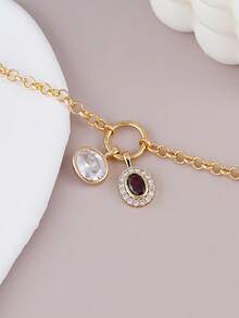 1 chiếc dây chuyền mặt đá Cubic Zirconia lấp lánh, thanh lịch và quyến rũ, phù hợp cho phụ nữ đeo hàng ngày, hẹn hò hoặc dự tiệc. - Vàng - Xem 3