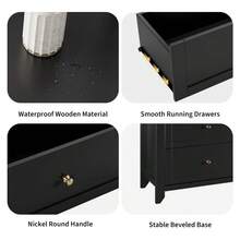 Gaderth 6 Chest Of Drawer Dresser, Wood Storage Double Dresser With Deep Drawers,Modern Wood Organizer Storage Cabinet With Drawers For Bedroom, Living Room, Entryway - 黑色 - 查看 8