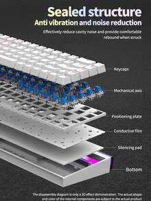 有线游戏键盘，FPS游戏键盘，68键热插拔，全新灯光设计，炫酷灯光效果，全键热插拔，轻巧便携 - 查看 7