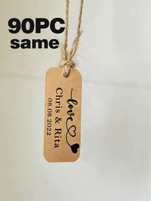 Etiquetas de regalo personalizadas con tema de boda, personalizables con nombre y fecha, hechas de cuerda de yute y de forma rectangular. Están disponibles en cartulina para fiestas, cajas y otros materiales. Estas etiquetas se pueden personalizar como etiquetas de boda, etiquetas con nombre de boda personalizadas, etiquetas de agradecimiento, decoraciones de fiesta y están hechas de papel kraft. - Multicolor 3 - Ver 9