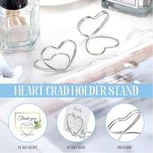 Moxweyeni 20 Pcs Wedding Place Card Holders For Table Heart Wedding Table Number Holders Mini Picture Photo Stands For Bridal Shower Party(Silver) - View 4