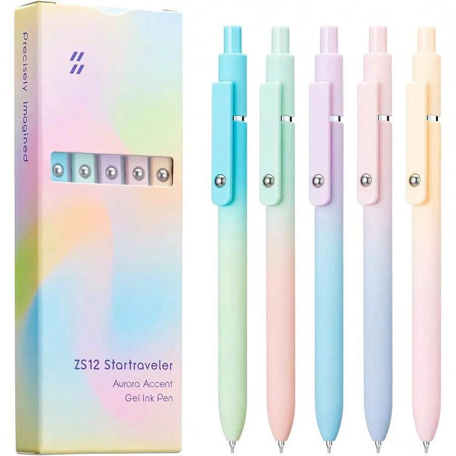 5 chiếc bút bi đen ombre dành cho học sinh và văn phòng, kèm theo sổ ghi nhớ hình mèo dễ thương. - Nhiều màu - Xem 1