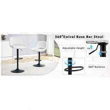 Modern Swivel Adjustable Bar Stools Set - 2 Pack White PU Material With Footrest Holds Up To 250 Lbs Suitable For Home Bars And Kitchen Islands - Trắng + Đen + Da PU thoáng khí + Kim loại + Bộ 21 chiếc - Xem 9