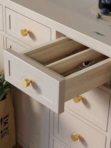 8pcs Blum European Style Solid Single Hole Cabinet Handles, Suitable For Drawers, Cabinets, Kitchens, Wardrobes, Vanities, American Furniture High-End Single Hole Pulls, Copper Material. Screws Included. - gold - View 5