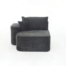 Chaise longue sin montaje – Sofá cómodo y suave con cojines incluidos y bolsillos laterales. - Negro - Ver 11