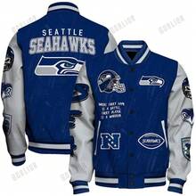 N-F-L Sea-Ttle Sea-Hawks Na-Tonal Football Conference Unisex Varsity Jacket -5 - Style - View 2
