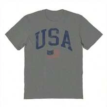 2026 Social Collective Usa And Wavy Flag 4 Graphic Cotton Short-Sleeve T-Shirt USA Patriotic T-Shirt,Independence Day Clothing,Summer Tops For Women - 木炭 - 查看 4