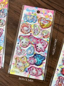 日系可爱3D摇摇贴纸 - 闪亮卡通女孩和小狗摇摇贴纸，适用于剪贴簿、日记本、手机壳和DIY手工制作 - color - 查看 2