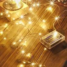 1pc Fairy Lights, LED Copper Wire Lights, 10/20/30/50/100 LEDs, 1m/2m/3m/5m/10m, Battery Powered (Batteries Not Included), Suitable For Bedroom, Garden, Party, Wedding, Room Decor, Wedding Decor, Christmas Decor, Fairy Tale Lights, Yard Tree, Christmas, Wedding Party Decor - Multicolor - View 6