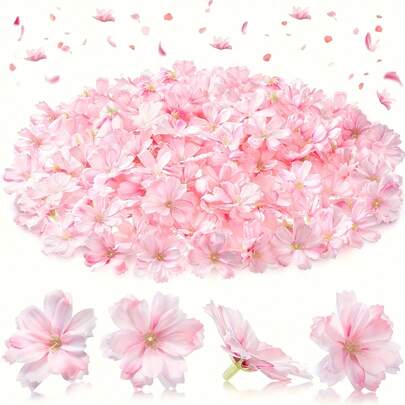 20/50/100 piezas de flores artificiales de sakura rosa, adecuadas para pinzas de pelo, diademas, ramos de boda, decoración de jardín, manualidades DIY