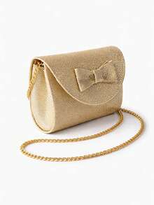 Girls' Handbag With Bow Tie, Cute Style, Modern, Compact And Comfortable - 金粉 - 查看 2