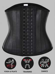 Latex Waist Trainer, High Compression Waist Cincher, Back Support, Sweat Enhancing, Sculpt S-Curve Figure - Black - View 10