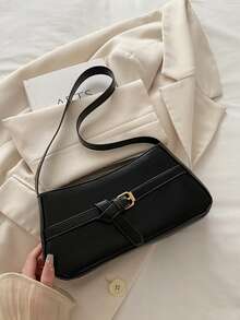 Women's New Minimalist Fashion Handbag, Personalized INS Chic Shoulder Bag, High-Quality Elegant Underarm Bag - Black - View 1