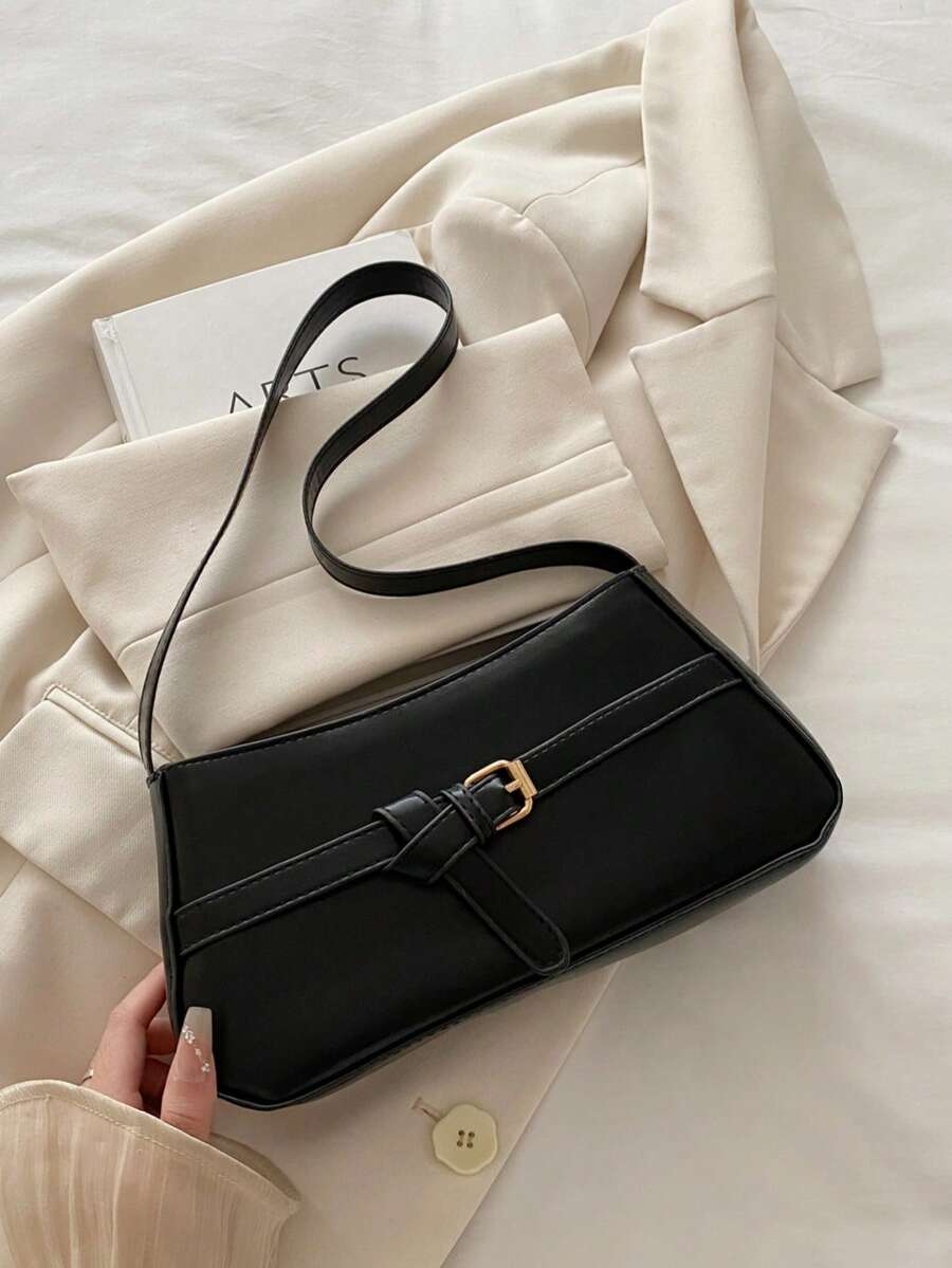 Women's New Minimalist Fashion Handbag, Personalized INS Chic Shoulder Bag, High-Quality Elegant Underarm Bag - Black - View 1