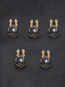 1/2/5 Stück 18mm Vintage Camellia Blumen Metall Strass Knöpfe, abnehmbare Knopfabdeckungen, Kristall Dekor Knöpfe mit Zange für Kleider, Anzüge, Hemden, Bleifarbe - Mehrfarbig - Übersicht 11
