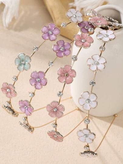 1件不锈钢波西米亚风花卉油滴发箍，合金珍珠发箍，时尚个性化珠宝礼品，适合休闲装扮，完美适用于派对和节日，多功能女性配饰