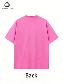 100% Cotton Washed Distressed Print Tee, Retro Streetwear Crew Neck Top, Pink Acid Wash "Speed Shop" Winged Eye Graphic, Vintage Motorcycle Themed Short Sleeve Oversized Tee, Summer Vintage Outfit For Men - 粉色 - 查看 3