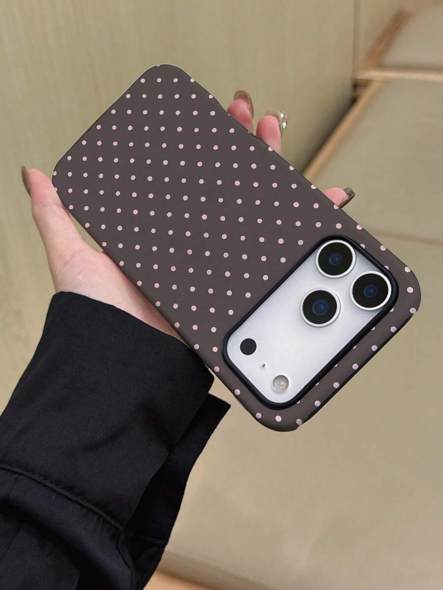 1个棕色底波点图案二合一TPU+PC可拆卸手机壳，韩版时尚趣味设计，优雅外观，适用于 11/12/12PRO/12PROMAX/13/13PRO/13PROMAX/14/14PRO/14PROMAX/14PLUS/15/15PRO/15PROMAX/15PLUS/16/16pro/16promax/16PLUS/17/17pro/17promax/AIR - 多色1 - 查看 1