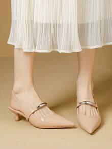 2026 Spring/Summer New Arrival Women's Gray-Brown Pointed Toe Mule Heels - Pink - View 3