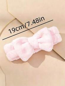 8pcs/Set High Elastic Bow Headbands, Ladies Coral Fleece Makeup Cleansing Towel, Perfect Bridesmaid Gift For Party, Wedding, Valentine's Day, Mother's Day - Pink, White, Gray - Multicolor - View 3