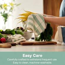 MEEMA Upcycled - Toallas de cocina de primavera de tela de algodón Toallas de mano superabsorbentes con lazo para colgar trapos de limpieza y paños de cocina Rayas verdes salvia Grande 18 x 28 - Verde salvia - Ver 3