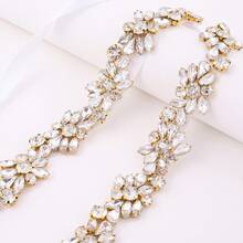 1pc Silver Rhinestone Wedding Belt, Gold Crystal Waist Belt, Bridal Sewing Accessory - A - View 10