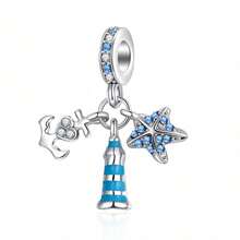 1件海洋系列吊坠，蓝色珠子，海星，贝壳，章鱼，海龟，星星，飞机，热气球珠子吊坠，适合DIY手链、项链、珠宝制作、护身符、工艺品、耳环、钥匙扣、脚链、项链挂件、包包挂件 - 藍色 - 查看 17