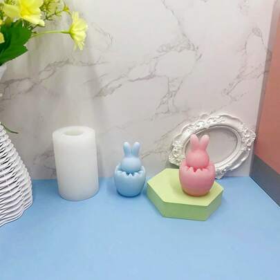 Khuôn silicon hình thỏ không mặt dễ thương, chịu nhiệt, dẻo và dễ vệ sinh, thích hợp để làm nến thơm DIY, đá thơm thạch cao, đúc nhựa và nhiều hơn nữa, khuôn đa năng dùng để trang trí ngày lễ và làm đồ trang trí nhà cửa.