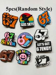 10pcs/5pcs "67" Themed PVC Shoe Charms - No.67 Decorations, Soft Rubber DIY Accessories Suitable For Sandals, Slippers, Bags, Books, Keys - Back To School Season, Class 67 Activities - Multicolor - View 11
