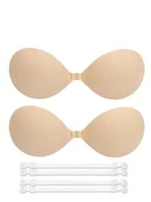 1件装女士挂脖式隐形聚拢胸贴，多功能内衣提拉乳贴，透明挂脖带延长扣，多种穿法，适用于露背连衣裙、婚纱、泳装、变装角色扮演等。 - 彩色 - 查看 8