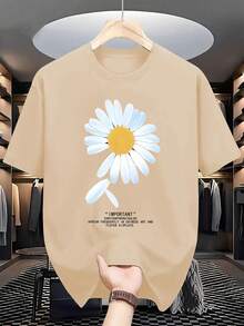 Nuevas camisetas de moda para hombre de primavera y verano con estampado de "girasol", de manga corta, elegantes y ligeras - camiseta de manga corta con cuello redondo, la elección perfecta para ropa casual de exterior en verano. - Blanco - Ver 6