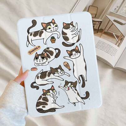 1pc 360° Rotatable Flat Protective Case With Pencil Slot, Suitable For Students And Office Workers, Compatible With IPad 10.2 8/ Air 11/ Pro 13/ Pro 12.9/ 9.7/ Mini 6/7, MatePad 11.5"/10.4"/SE 11", Honor Pad V8 Pro 12.1"/8 12", Pad 5/Pad 6S Pro/Pad 7/6