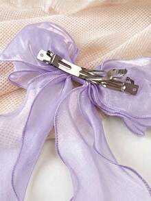 1/2/3pcs Mesh Bowknot Ribbon Hair Clip For Daily, Large Hairpin For Hair Styling Accessories,Suitable For Daily Wear,Photography - Mauve Purple - View 4